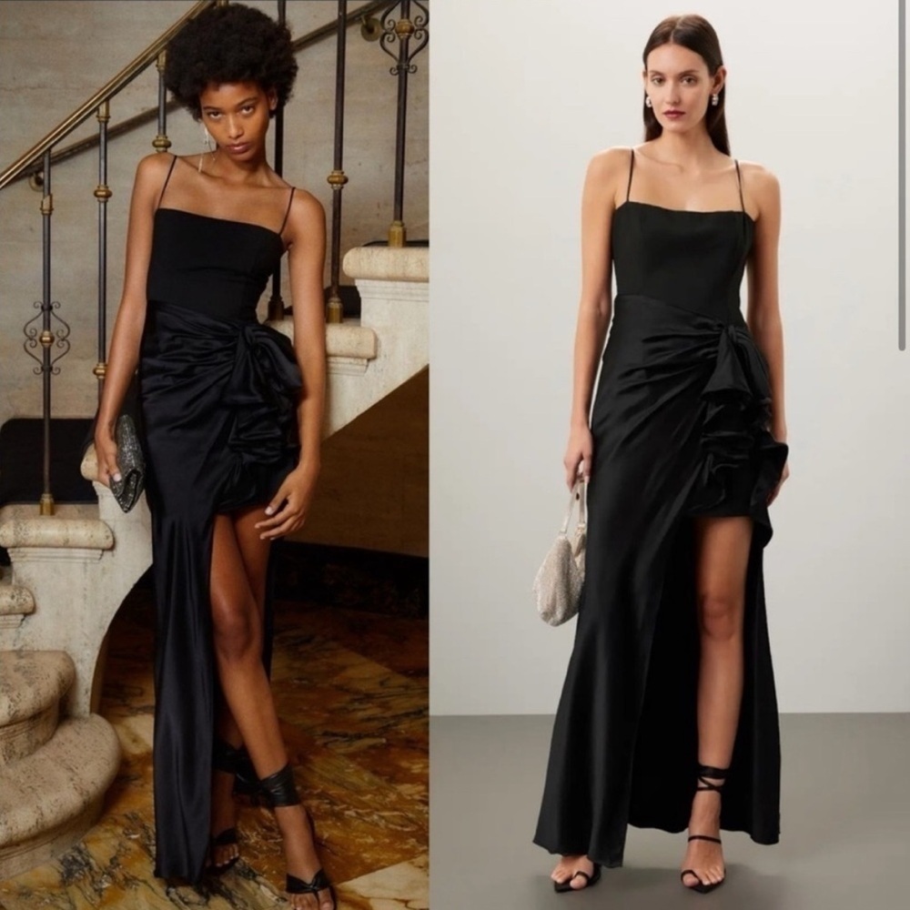 CINQ A SEPT Drina High Low Maxi Dress Black Sz 6 - Picture 2 of 7